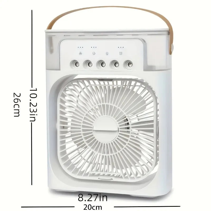 Ventilador enfriador y humidificador 3 en 1 para escritorio con luz LED
