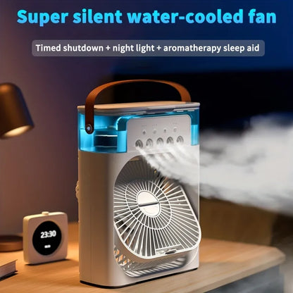 Ventilador enfriador y humidificador 3 en 1 para escritorio con luz LED