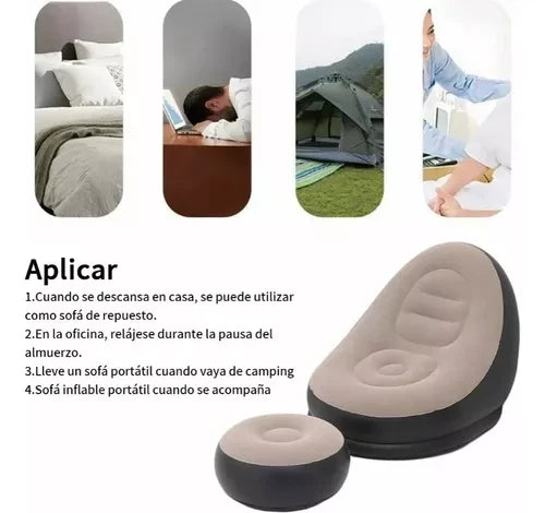 Sofa Inflable Impermeable Y Reposapiés