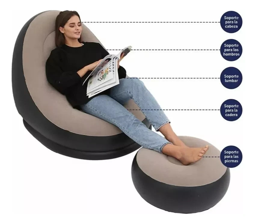 Sofa Inflable Impermeable Y Reposapiés